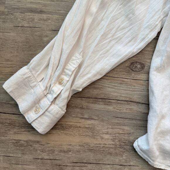 Pilcro by Anthropologie Linen Top Women's XL Button Down Cream Neutral Flowy Lux - Picture 13 of 13